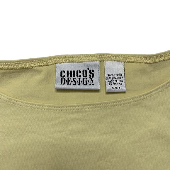 CHICOS DESIGN Pale Yellow Nylon Sleeveless Top Tank Size Medium/8 Made in USA - Picture 5 of 7